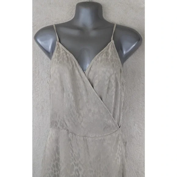 Abercrombie sz M Satin Wrap Dress animal print gray sleeveless tank 0625 - Picture 2 of 7